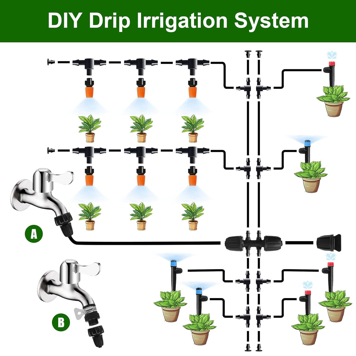 260 FT Drip Irrigation System