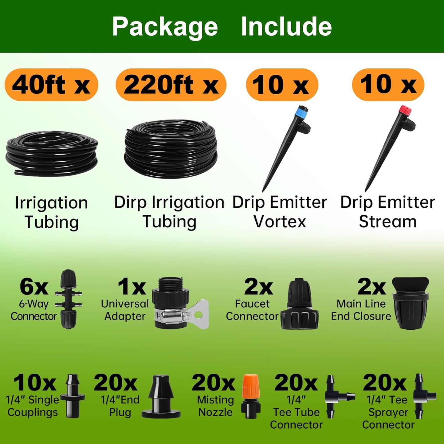 260 FT Drip Irrigation System