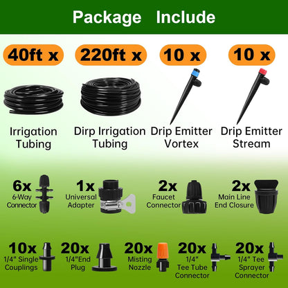 260 FT Drip Irrigation System
