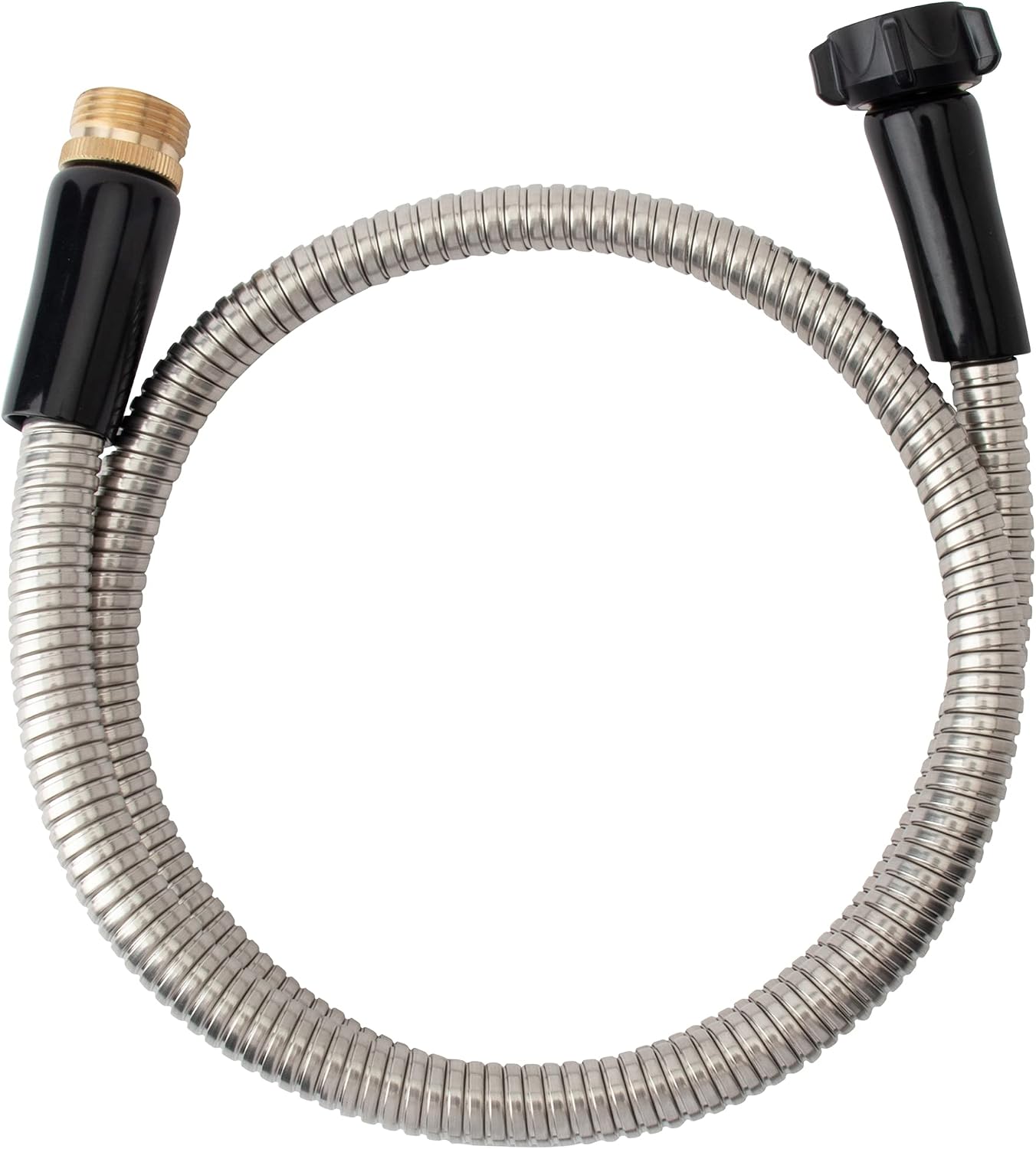 304 Stainless Steel 4ft Garden Hose with Female to Male Brass Connector, 18mm Outer Diameter Flexible & Lightweight Heavy Duty Short Water Hose for Outdoor (4 Feet)