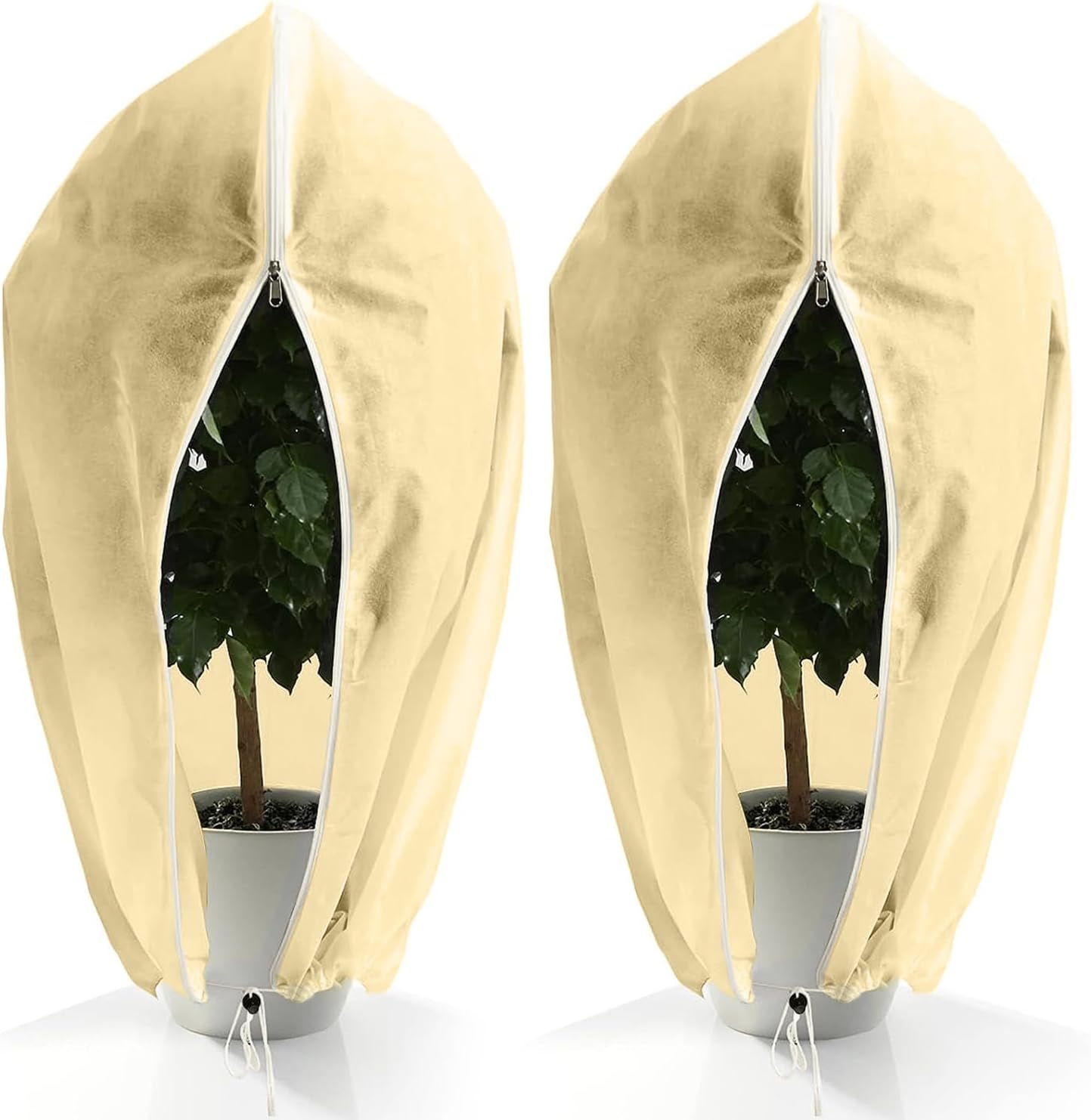 Plant Covers Freeze Protection, Winter Frost Cloths 2.8oz/yd² with Zipper and Drawstring, Garden Cover Protective Blankets for Outdoor Plants Fruit Palm Olive Trees (23in*31in 2pcs)