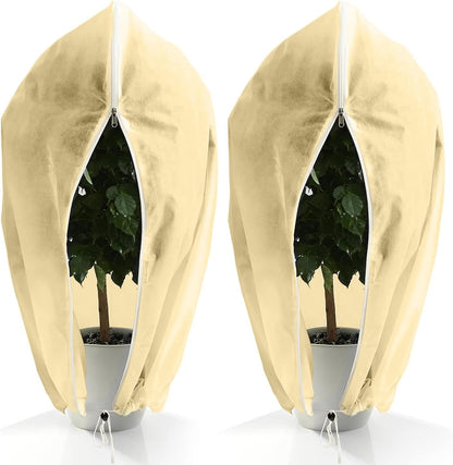 Plant Covers Freeze Protection, Winter Frost Cloths 2.8oz/yd² with Zipper and Drawstring, Garden Cover Protective Blankets for Outdoor Plants Fruit Palm Olive Trees (23in*31in 2pcs)