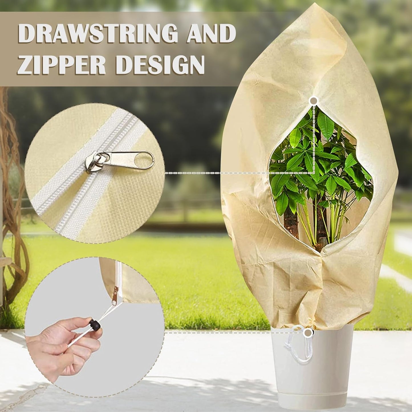 Plant Covers Freeze Protection, Winter Frost Cloths 2.8oz/yd² with Zipper and Drawstring, Garden Cover Protective Blankets for Outdoor Plants Fruit Palm Olive Trees (23in*31in 2pcs)