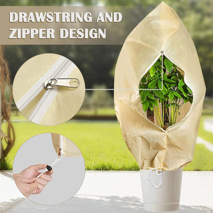 Plant Covers Freeze Protection, Winter Frost Cloths 2.8oz/yd² with Zipper and Drawstring, Garden Cover Protective Blankets for Outdoor Plants Fruit Palm Olive Trees (23in*31in 2pcs)