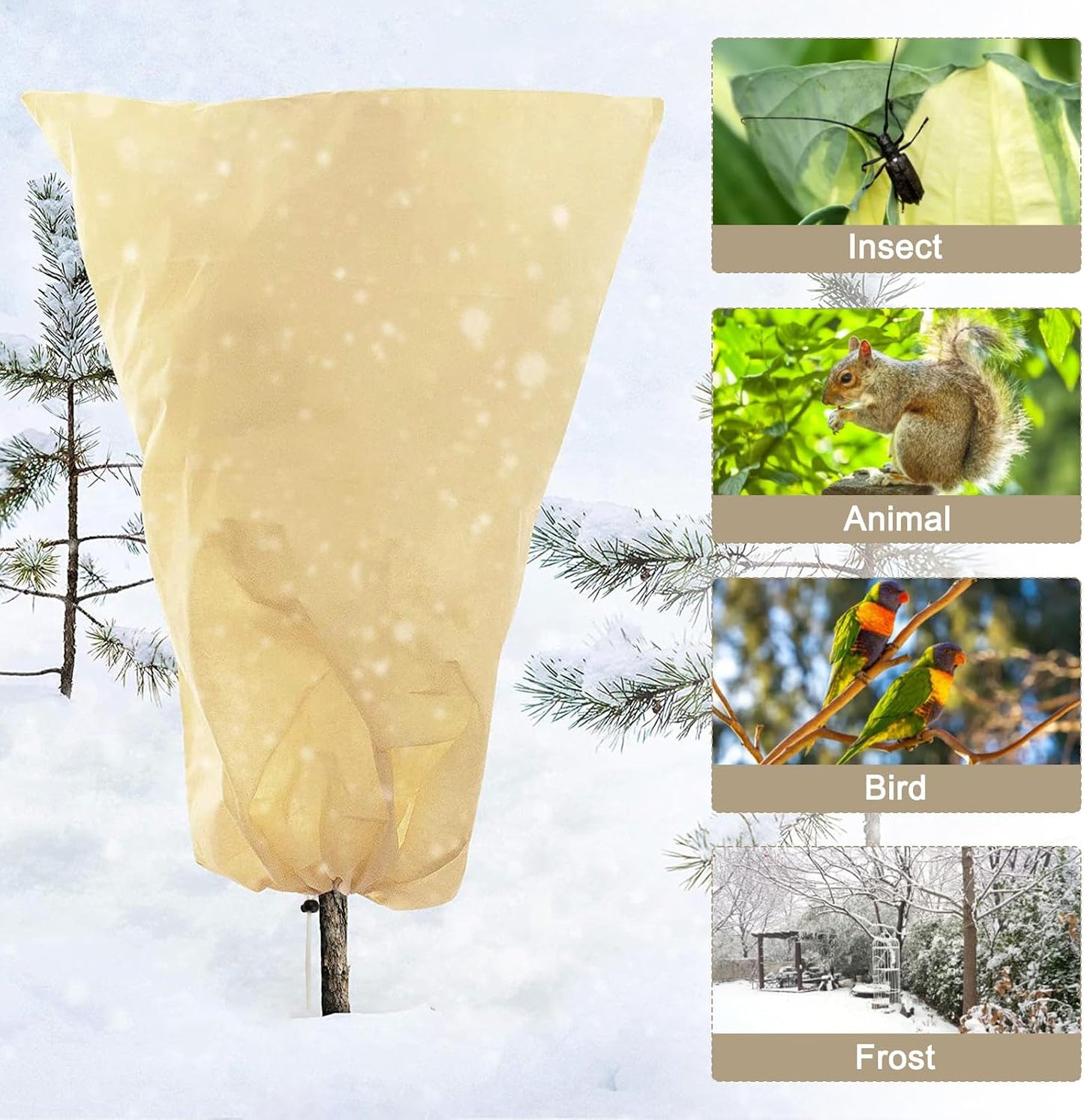 Plant Covers Freeze Protection, Winter Frost Cloths 2.8oz/yd² with Zipper and Drawstring, Garden Cover Protective Blankets for Outdoor Plants Fruit Palm Olive Trees (23in*31in 2pcs)