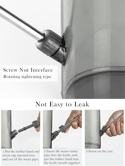 Plastic Watering Can, Plant Watering Can with Stainless Steel Long Spout, 1L/34oz Clear Measurement Markings, Long Spout Watering Can for Indoor Plants, House Plants and Flowers Easy Fill-Grey