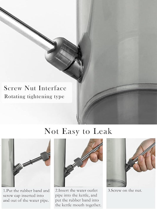 Plastic Watering Can, Plant Watering Can with Stainless Steel Long Spout, 1L/34oz Clear Measurement Markings, Long Spout Watering Can for Indoor Plants, House Plants and Flowers Easy Fill-Grey