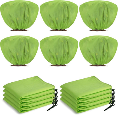 12 Pcs Winter Plant Covers Freeze Protection 39.4x23.6 Inch Horizontal Shrub Tree Rose Plant Protection Bags Frost Blanket with Drawstring for Fall Winter Outdoor Garden Planting (Beige)