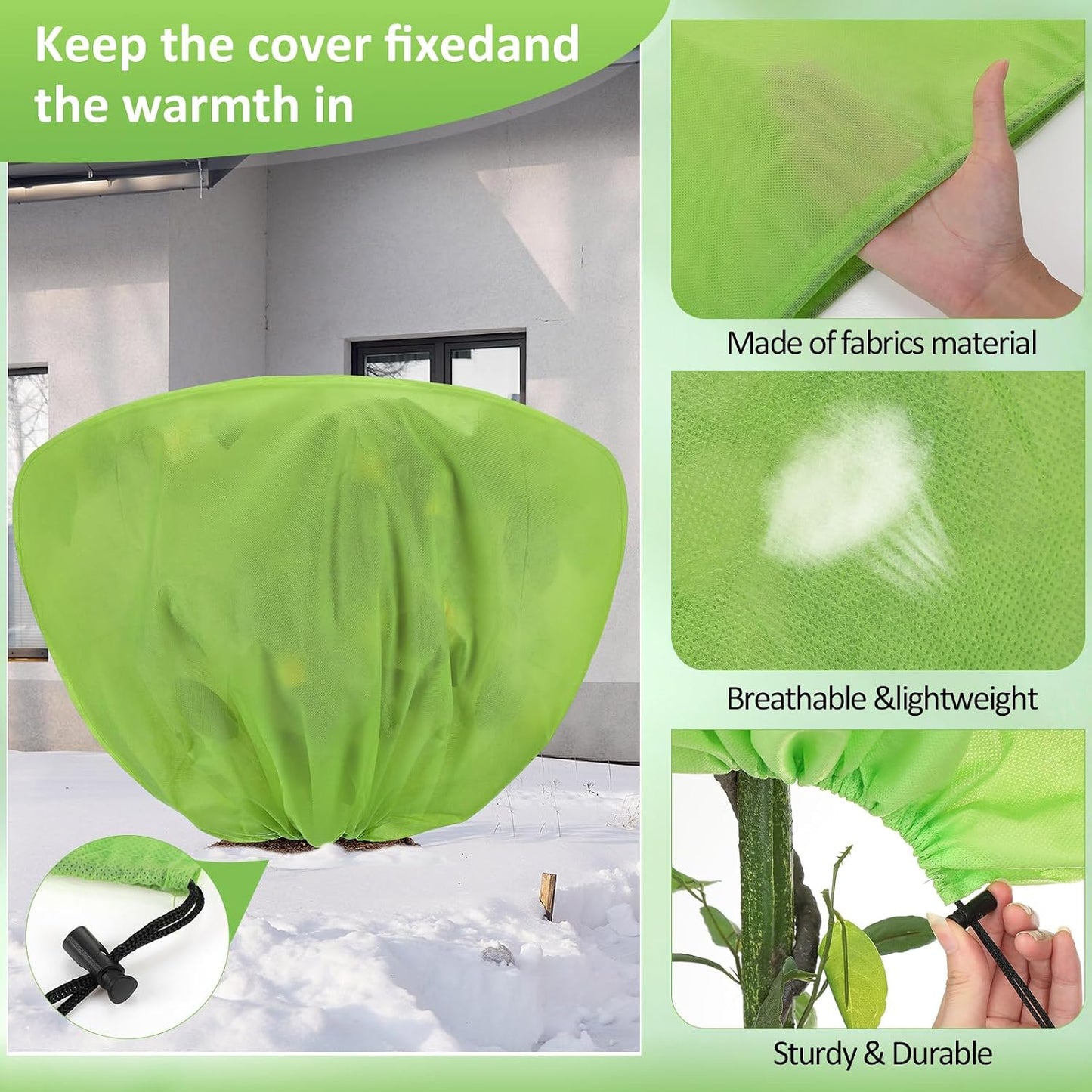 12 Pcs Winter Plant Covers Freeze Protection 39.4x23.6 Inch Horizontal Shrub Tree Rose Plant Protection Bags Frost Blanket with Drawstring for Fall Winter Outdoor Garden Planting (Beige)