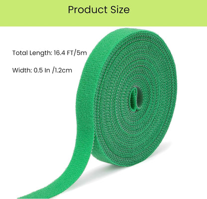 Reusable Plant Ties for Climbing Plants Hook and Loop Green Nylon Plant Straps Tape Double Sided Garden Tie Strap Reusable Adjustable Gentle Support for Vines, Trellis, Tomato (1/2 Inch x 16.4 ft)