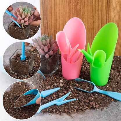 12pcs Garden Shovel Hand Tools Transplanting Succulent Cultivation Digging Scoops Kits Plastic for Flower Planting Bonsai Potting Soil Indoor(Pink Blue Green)