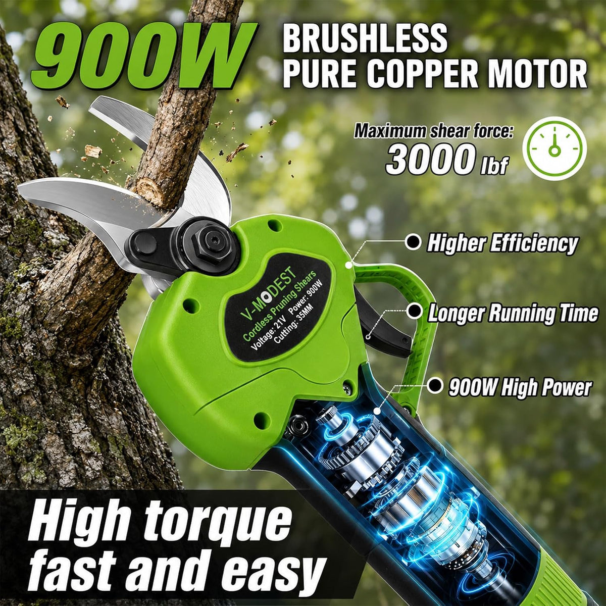 2-in-1 Electric Pole Pruning Shears Cordless,Branch Cutter for Trees Flower