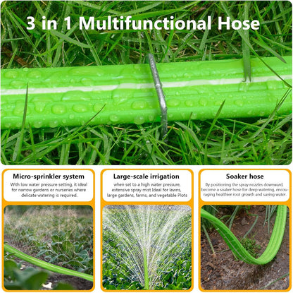 Heavy Duty Sprinkler Soaker Hose 30 FT, Flat Garden Hose with Holes