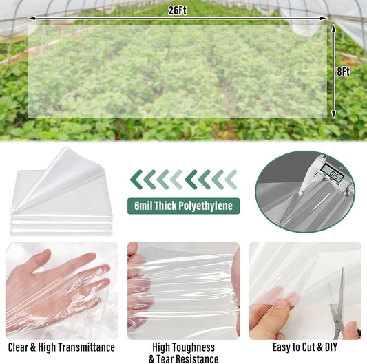 8 X 26 Ft Clear Greenhouse Plastic, Plant Covers Freeze Protection