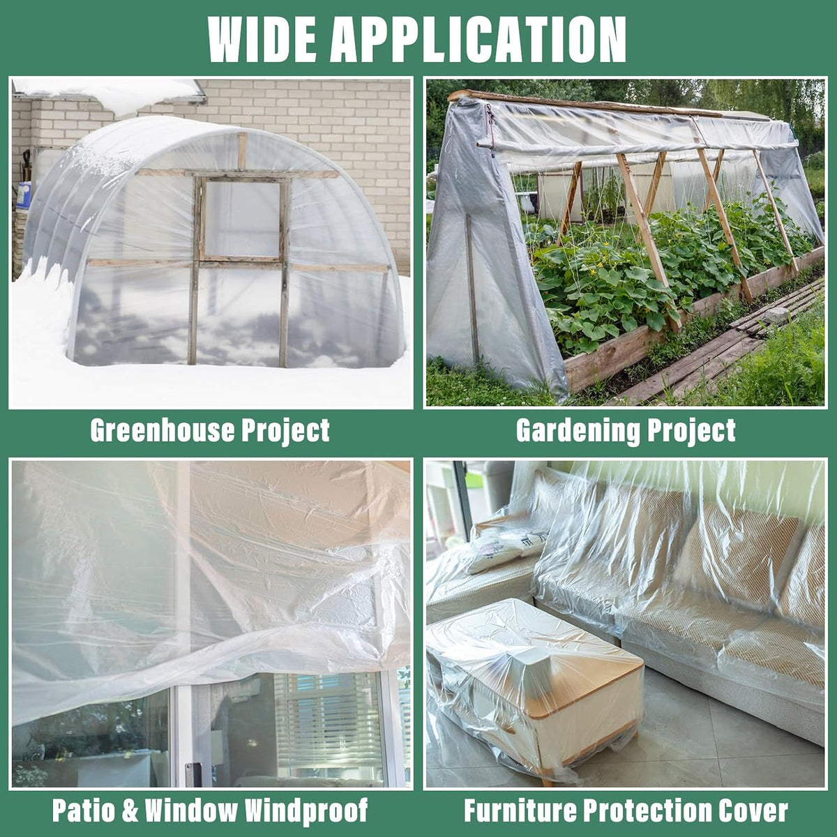 8 X 26 Ft Clear Greenhouse Plastic, Plant Covers Freeze Protection