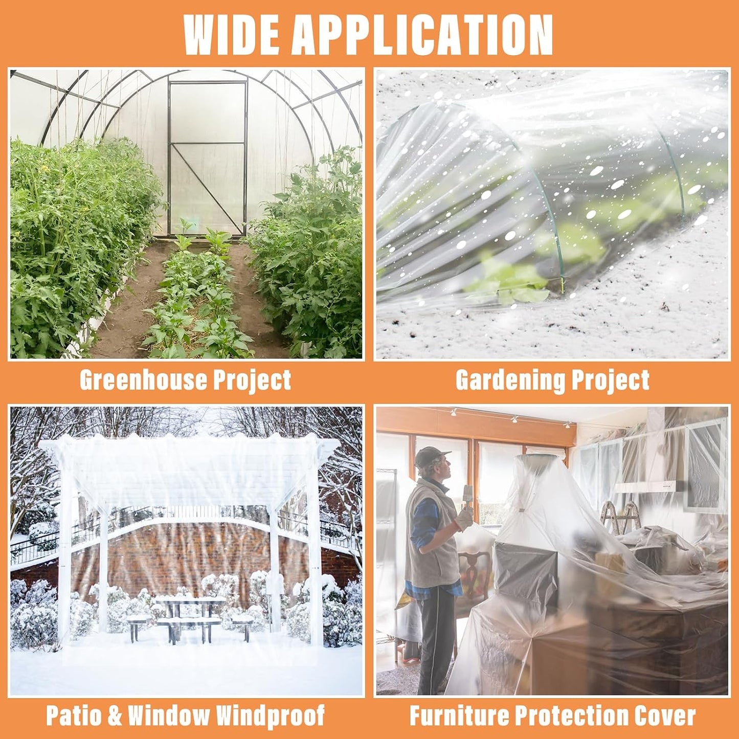 8 X 26 Ft Clear Greenhouse Plastic, Plant Covers Freeze Protection