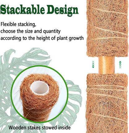 4 Pack 22 Inch Moss Poles, Stackable Moss Pole for Plants Monstera, 70 Inch Tall Moss Poles for Climbing Plants Indoor, Coir Totem Plant Support Stakes Stand for Potted Plants, Pothos