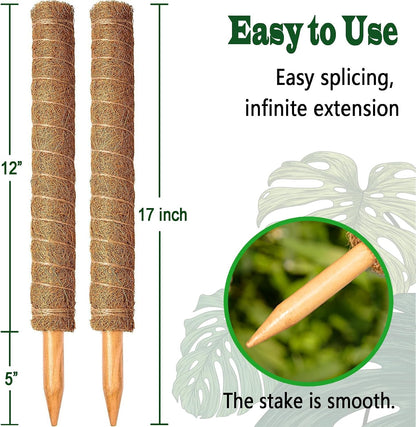 4 Pack 22 Inch Moss Poles, Stackable Moss Pole for Plants Monstera, 70 Inch Tall Moss Poles for Climbing Plants Indoor, Coir Totem Plant Support Stakes Stand for Potted Plants, Pothos