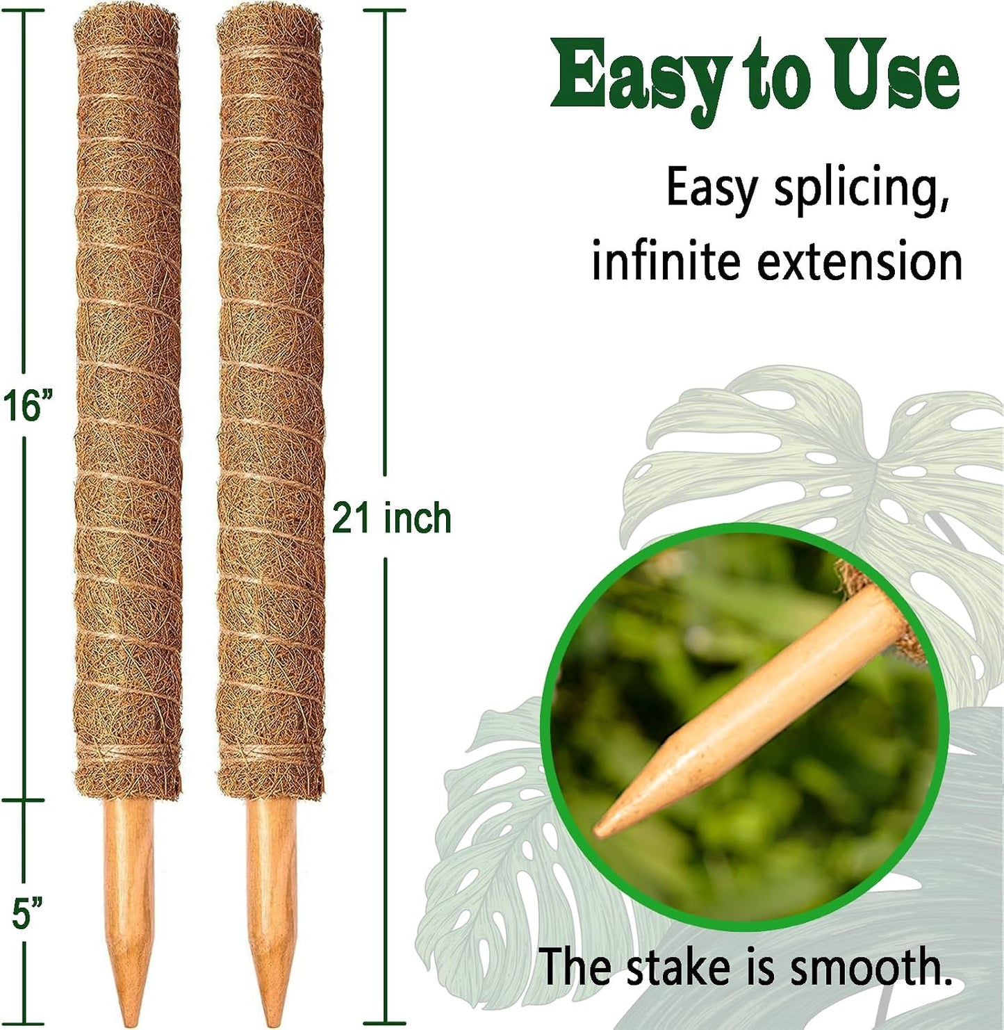 4 Pack 22 Inch Moss Poles, Stackable Moss Pole for Plants Monstera, 70 Inch Tall Moss Poles for Climbing Plants Indoor, Coir Totem Plant Support Stakes Stand for Potted Plants, Pothos