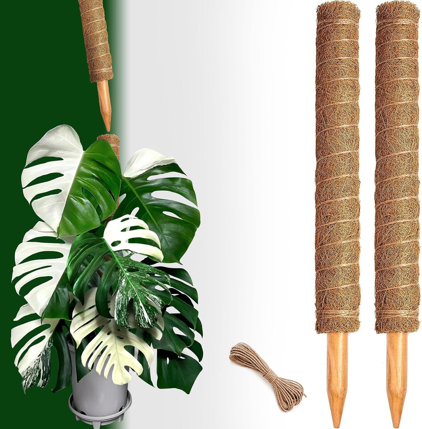 4 Pack 22 Inch Moss Poles, Stackable Moss Pole for Plants Monstera, 70 Inch Tall Moss Poles for Climbing Plants Indoor, Coir Totem Plant Support Stakes Stand for Potted Plants, Pothos