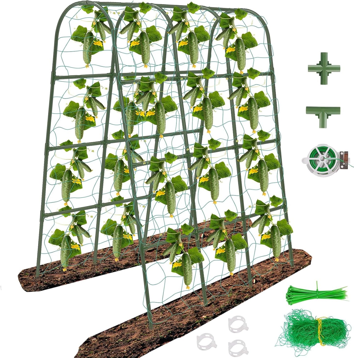 65"×50" Cucumber Trellis for Raised Bed,Tall Metal Arch Garden Trellis for Climbing Plants Outdoor,Vegetables,Plant Support Peas,Fruit,Flower,Grape,Tomato, Bean