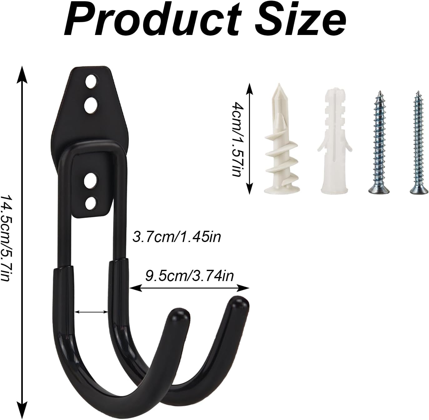 2 Pack Black Large Wall Mount Utility Hooks Garage Storage
