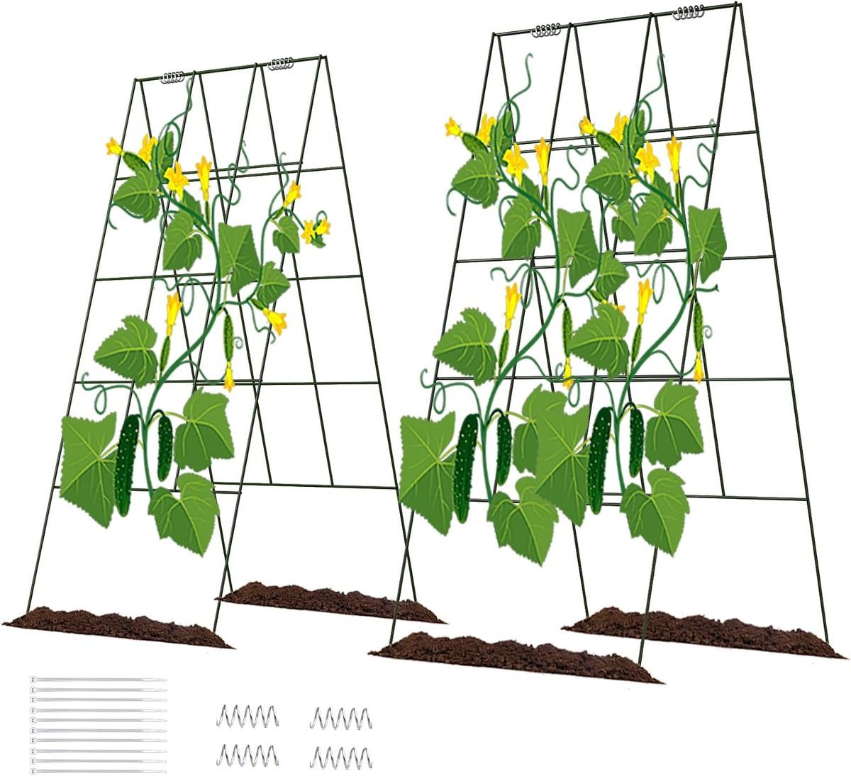 39" Cucumber Trellis，2 Pack Garden Trellis, Plant Support for Climbing，Green