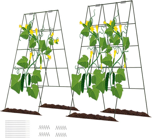 39" Cucumber Trellis，2 Pack Garden Trellis, Plant Support for Climbing，Green