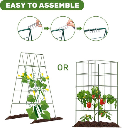 39" Cucumber Trellis，2 Pack Garden Trellis, Plant Support for Climbing，Green