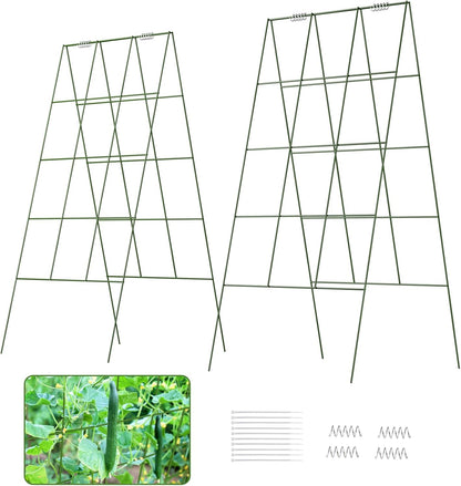 39" Cucumber Trellis，2 Pack Garden Trellis, Plant Support for Climbing，Green