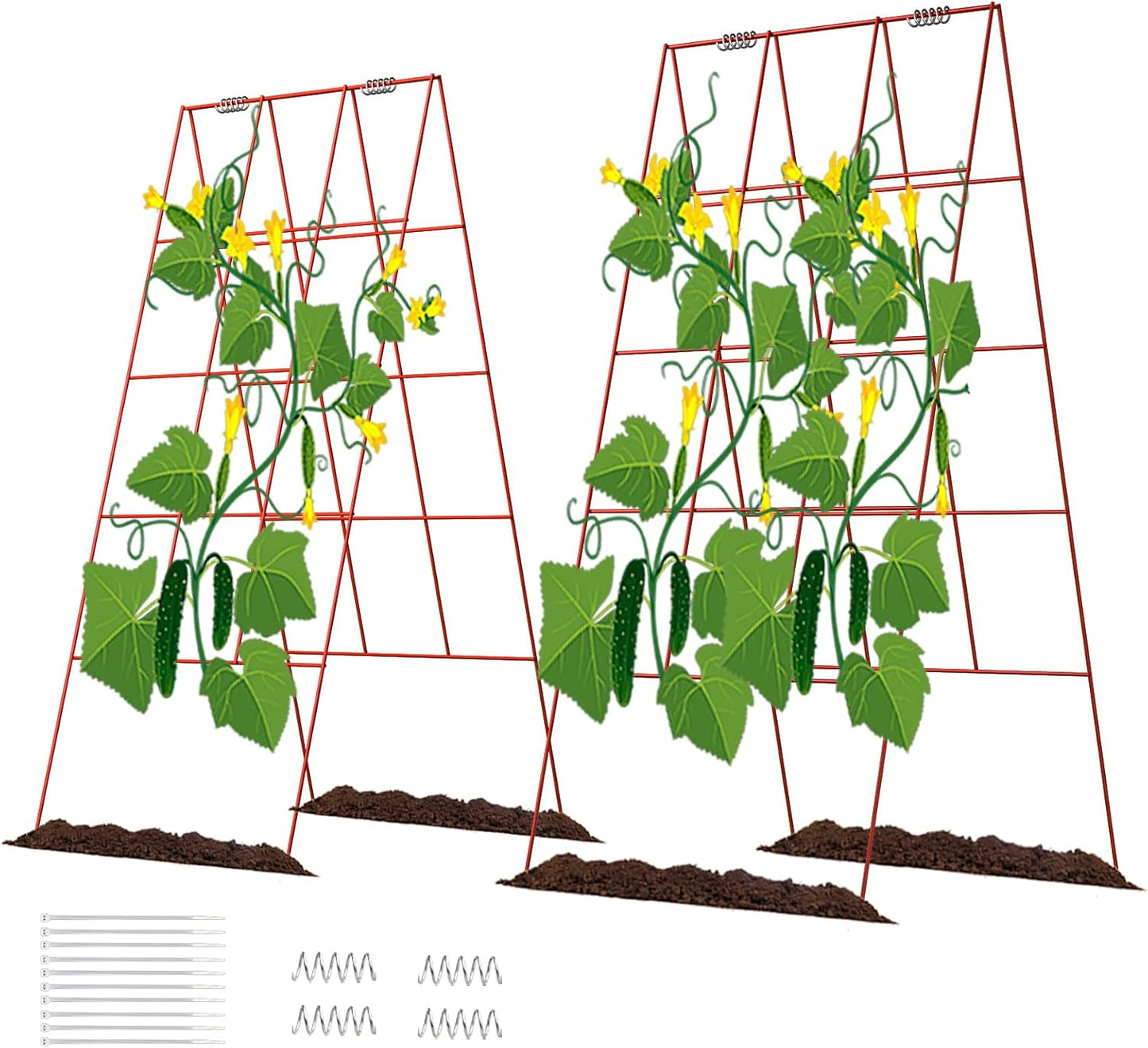 39" Cucumber Trellis，2 Pack Garden Trellis, Plant Support for Climbing，Green