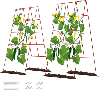 39" Cucumber Trellis，2 Pack Garden Trellis, Plant Support for Climbing，Green