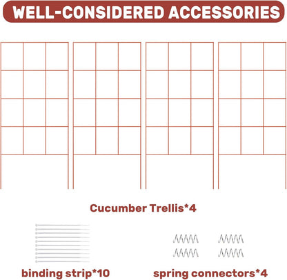 39" Cucumber Trellis，2 Pack Garden Trellis, Plant Support for Climbing，Green