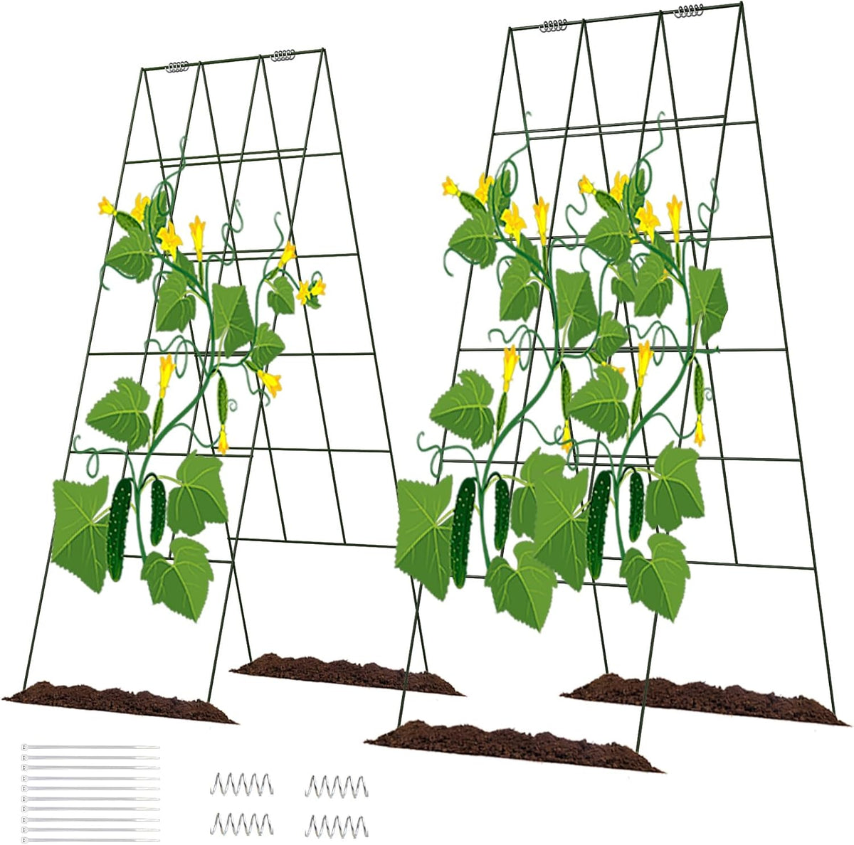39" Cucumber Trellis，2 Pack Garden Trellis, Plant Support for Climbing，Green