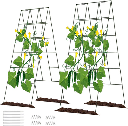 39" Cucumber Trellis，2 Pack Garden Trellis, Plant Support for Climbing，Green