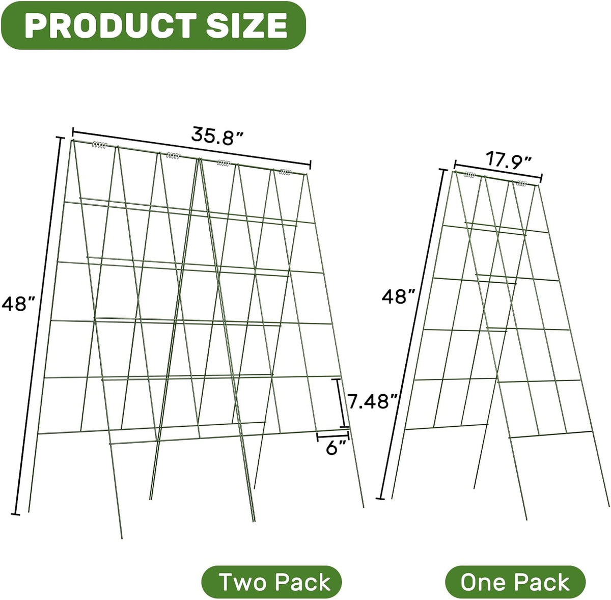 39" Cucumber Trellis，2 Pack Garden Trellis, Plant Support for Climbing，Green