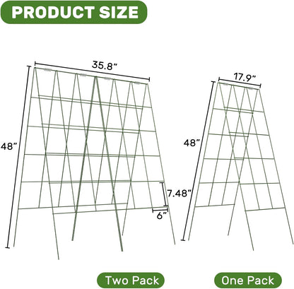 39" Cucumber Trellis，2 Pack Garden Trellis, Plant Support for Climbing，Green
