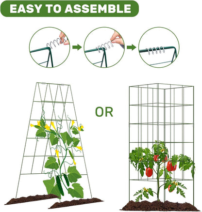 39" Cucumber Trellis，2 Pack Garden Trellis, Plant Support for Climbing，Green