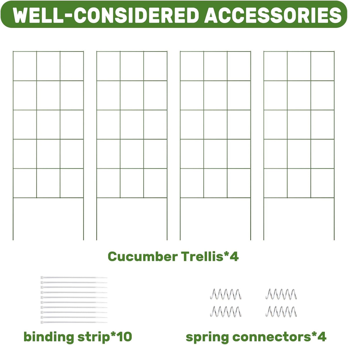39" Cucumber Trellis，2 Pack Garden Trellis, Plant Support for Climbing，Green