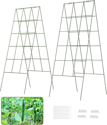 39" Cucumber Trellis，2 Pack Garden Trellis, Plant Support for Climbing，Green