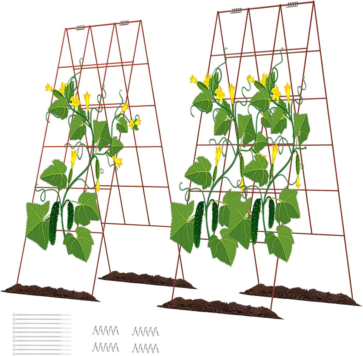 39" Cucumber Trellis，2 Pack Garden Trellis, Plant Support for Climbing，Green