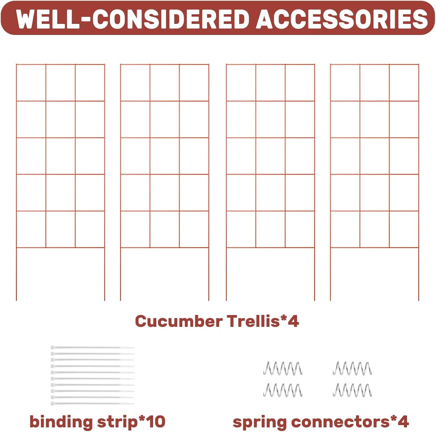 39" Cucumber Trellis，2 Pack Garden Trellis, Plant Support for Climbing，Green