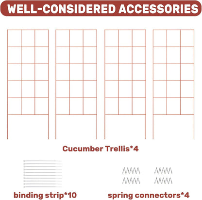 39" Cucumber Trellis，2 Pack Garden Trellis, Plant Support for Climbing，Green
