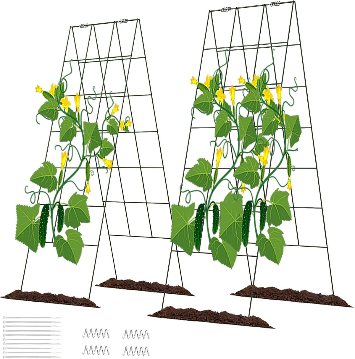 39" Cucumber Trellis，2 Pack Garden Trellis, Plant Support for Climbing，Green