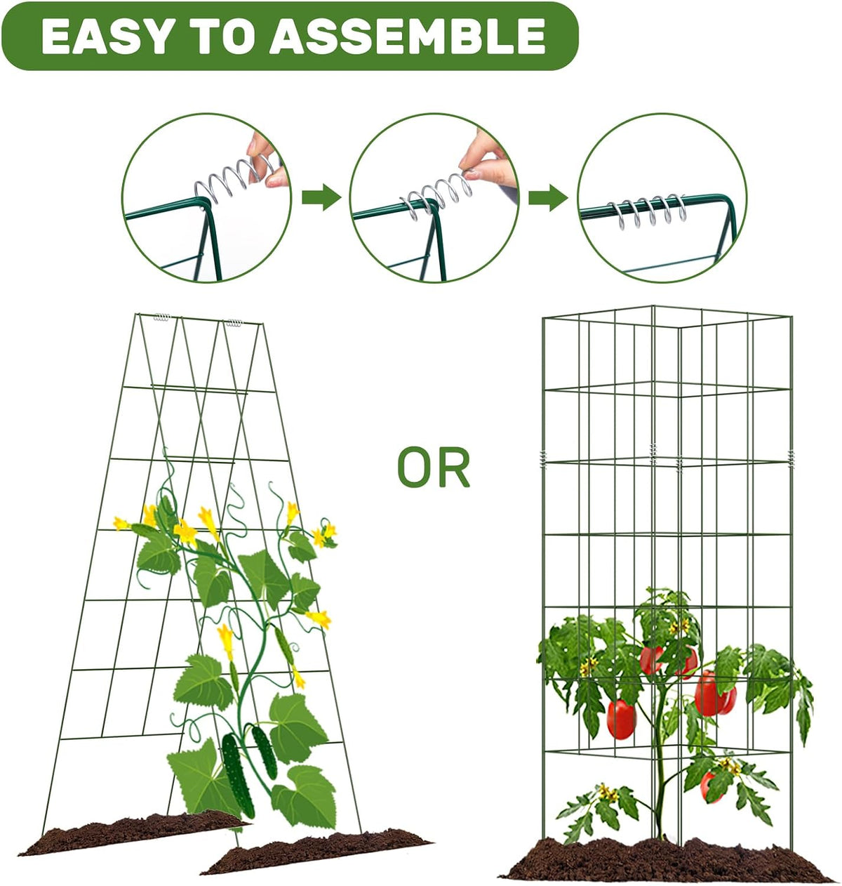 39" Cucumber Trellis，2 Pack Garden Trellis, Plant Support for Climbing，Green