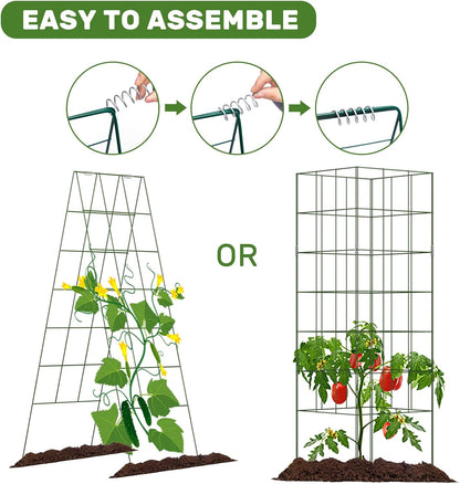 39" Cucumber Trellis，2 Pack Garden Trellis, Plant Support for Climbing，Green