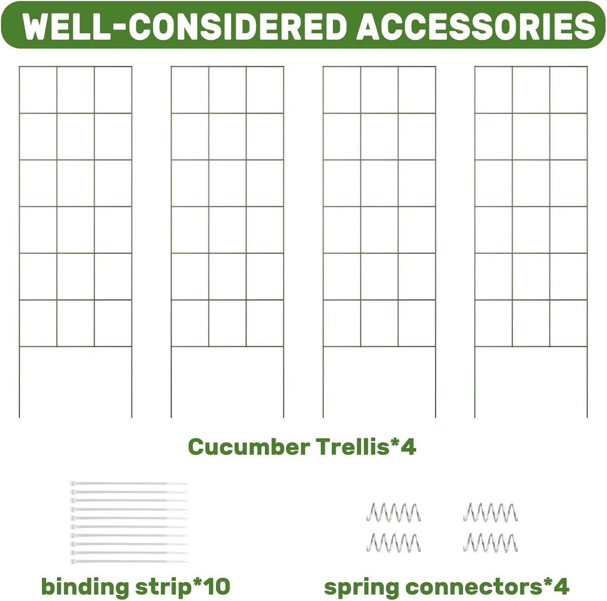39" Cucumber Trellis，2 Pack Garden Trellis, Plant Support for Climbing，Green