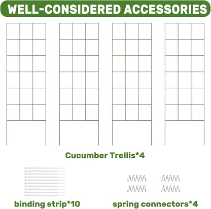 39" Cucumber Trellis，2 Pack Garden Trellis, Plant Support for Climbing，Green