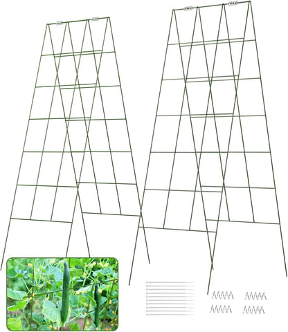 39" Cucumber Trellis，2 Pack Garden Trellis, Plant Support for Climbing，Green