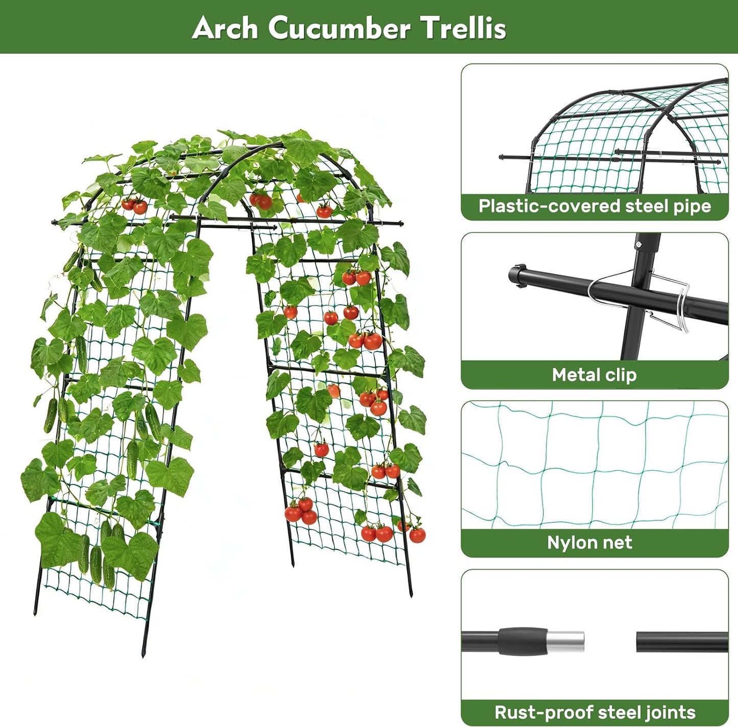 39" Cucumber Trellis，2 Pack Garden Trellis, Plant Support for Climbing，Green
